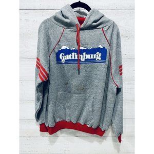 Vintage Gatlinburg Hoodie 3 Stripe Tennessee 1980’s Size Large Distressed USA